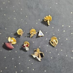 Elegant Gold and Red Brooch Set